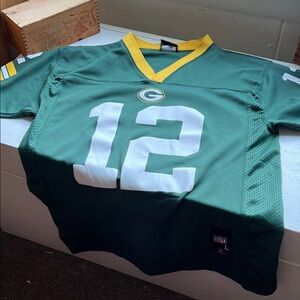 NFL Green Bay Packers #12 Rogers Green and Yellow Kids Jersey size Large